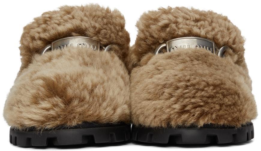 商品Miu Miu|Brown Montone Winter Sherpa Slippers,价格¥6801,第4张图片详细描述