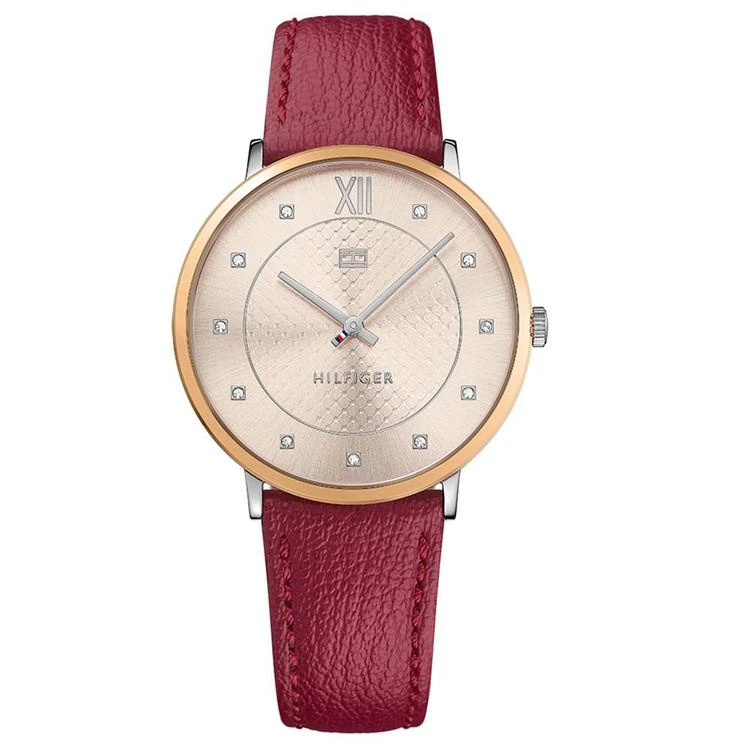 商品Tommy Hilfiger|Women's Red Leather Strap Watch 40mm,价格¥463,第1张图片
