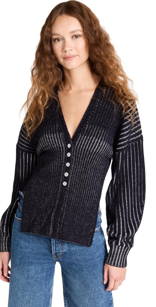 3.1 Phillip Lim 双色罗纹长袖系扣衫商品第1张图片规格展示