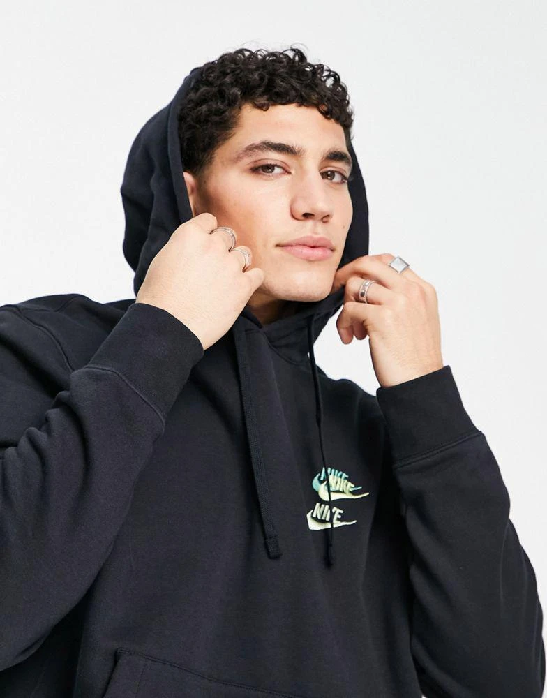 商品NIKE|Nike Essentials fleece multi logo hoodie in black,价格¥324,第4张图片详细描述