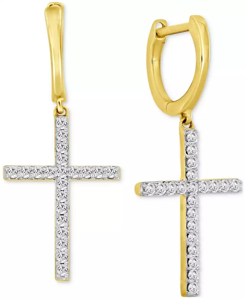 商品Macy's|Diamond Cross Drop Earrings (1/4 ct. t.w.) in 10k Gold,价格¥3892,第1张图片