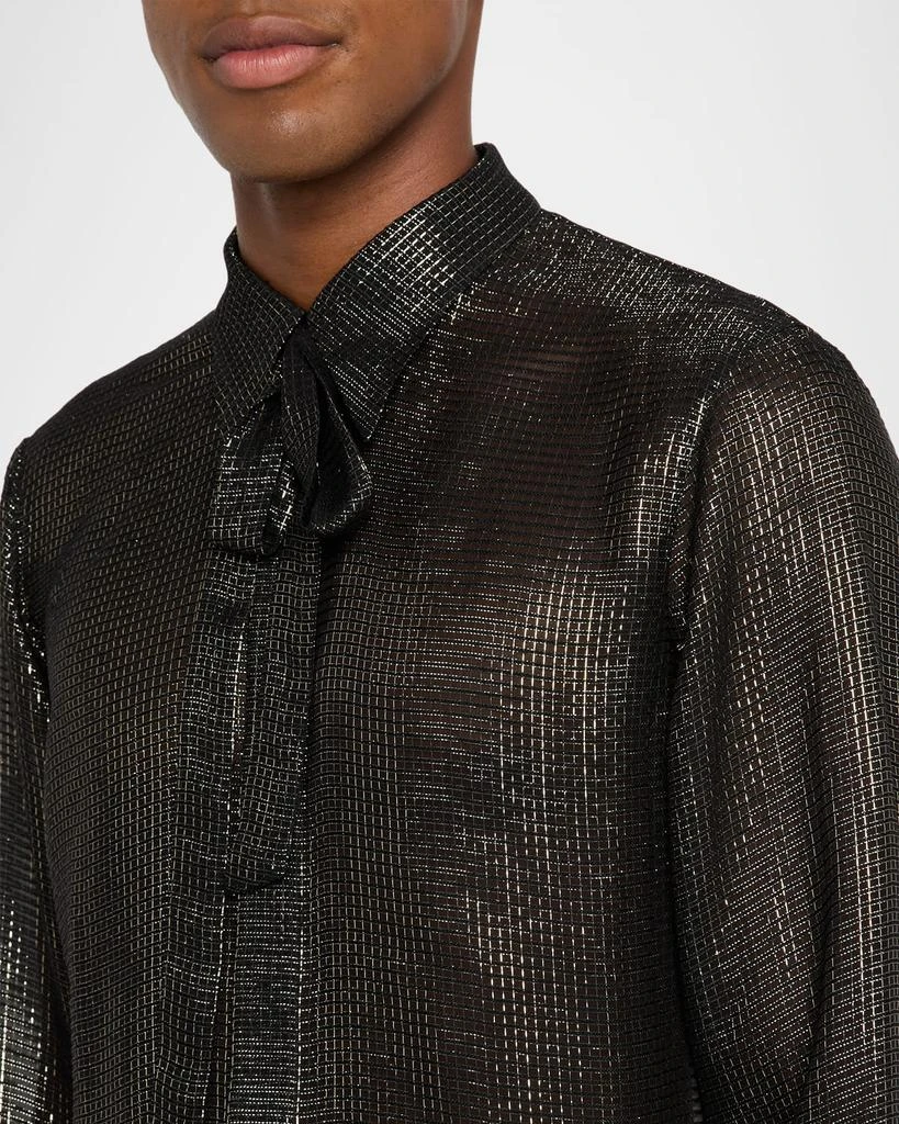商品DSQUARED2|Men's Sparkling Tie-Neck Shirt,价格¥7472,第5张图片详细描述
