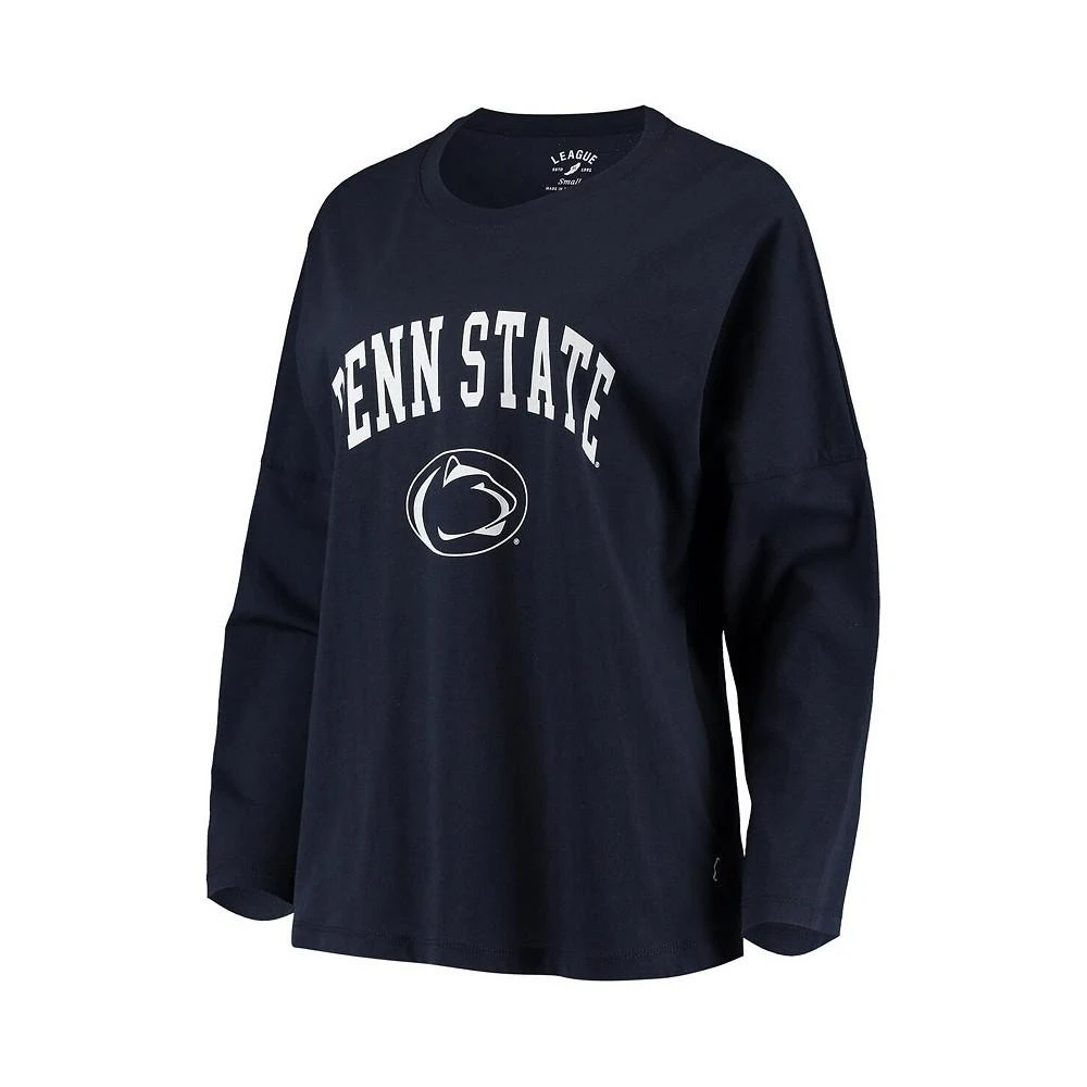 商品League Collegiate Wear|Women's Navy Penn State Nittany Lions Clothesline Oversized Long Sleeve T-shirt,价格¥298,第2张图片详细描述