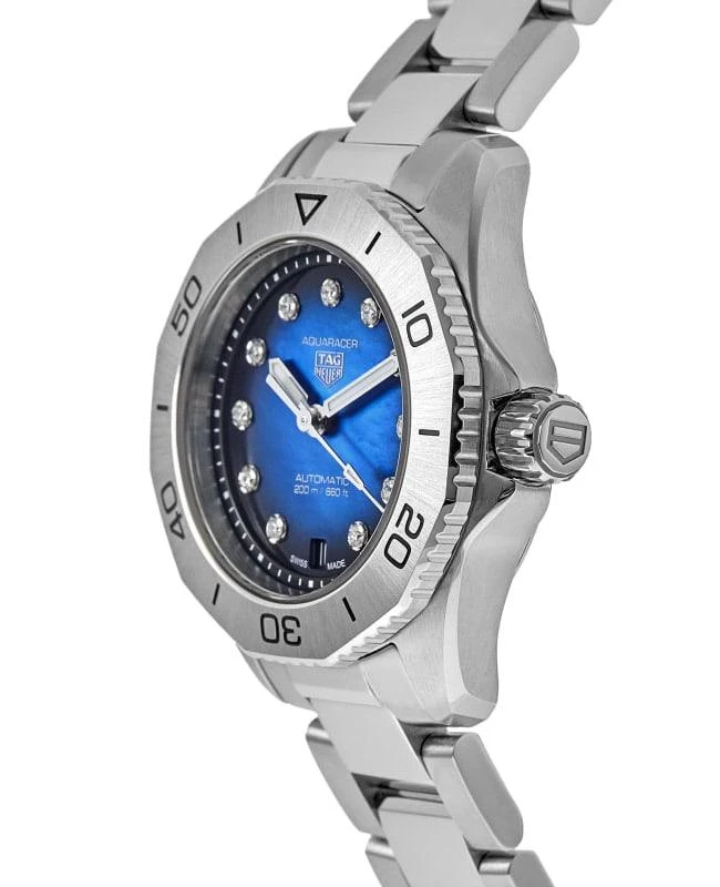 商品TAG Heuer|Tag Heuer Aquaracer Professional 200 Date Automatic Blue Diamond Dial Steel Women's Watch WBP2411.BA0622,价格¥19146,第3张图片详细描述