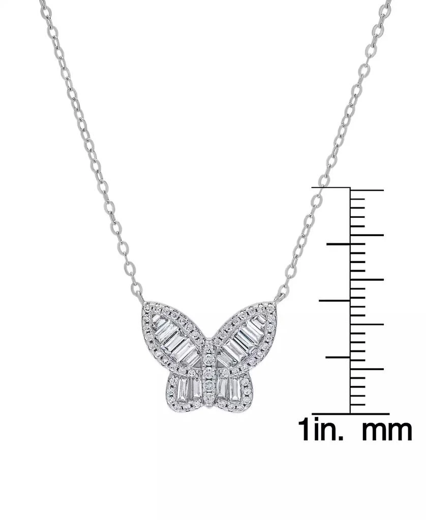 商品Macy's|Lab-Grown White Sapphire Baguette Butterfly 18" Pendant Necklace (3/4 ct. t.w.) in Sterling Silver,价格¥263,第3张图片详细描述