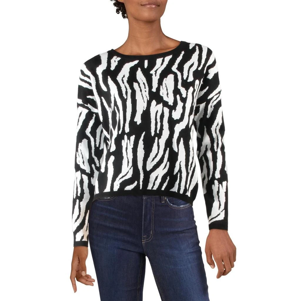 商品Metric New York|Metric New York Womens Animal Print Stripe Crewneck Sweater,价格¥77,第2张图片详细描述