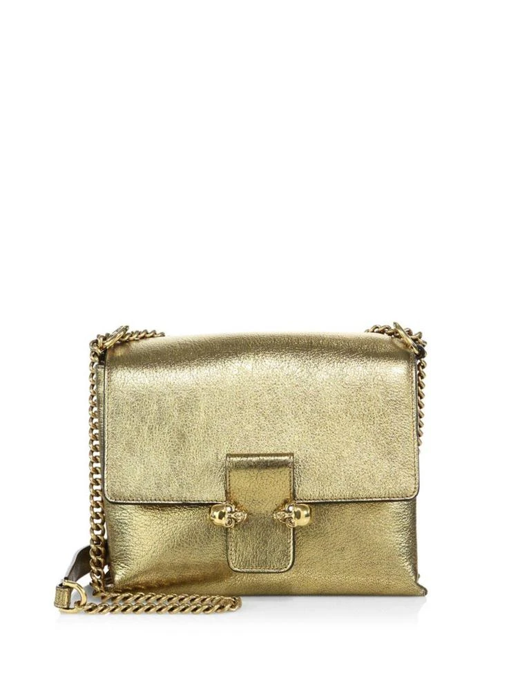 商品Alexander McQueen|Twin Skull Metallic Leather Chain Crossbody Bag,价格¥11216,第1张图片