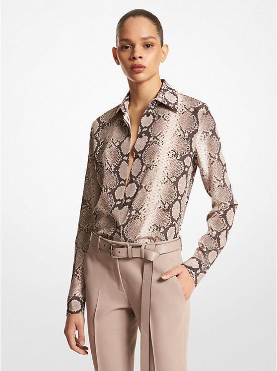 商品Michael Kors|Hansen Python Organic Silk Crepe De Chine Shirt,价格¥6671,第1张图片