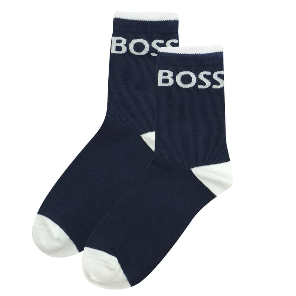 商品Hugo Boss|2 Pack Navy & White Logo Socks,价格¥94,第4张图片详细描述