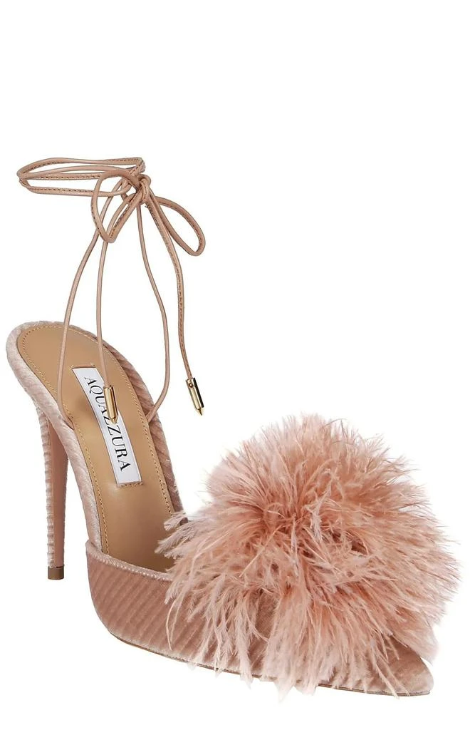 商品Aquazzura|Ladies Boudoir Sling 105 Feather-trim Heeled Sandals,价格¥2469,第1张图片