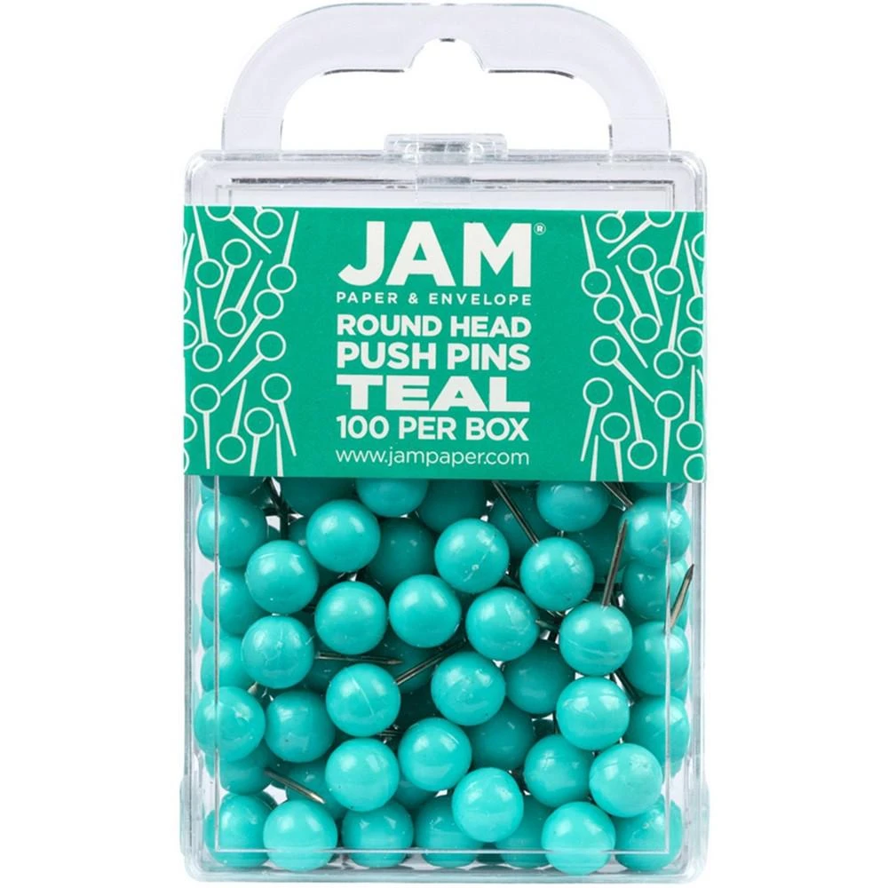 商品JAM Paper|Colorful Push Pins - Round Head Map Thumb Tacks Pushpins - 100 Per Pack,价格¥90,第1张图片