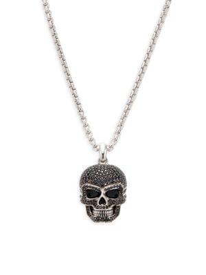 ​Sterling Silver & Black Spinel Skull Pendant Necklace商品第1张图片规格展示