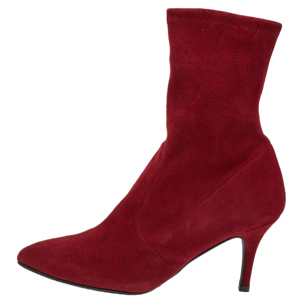 商品Stuart Weitzman|Stuart Weitzman Red Suede Ankle Length Boots Size 37.5,价格¥801,第2张图片详细描述