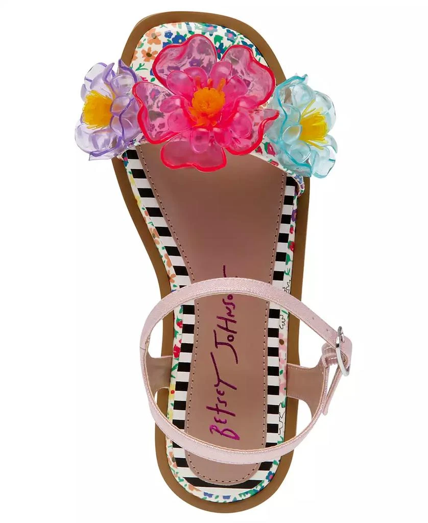 商品Betsey Johnson|Little and Big Girls Dacie Flat Sandals with Flower Embellishments,价格¥494,第4张图片详细描述