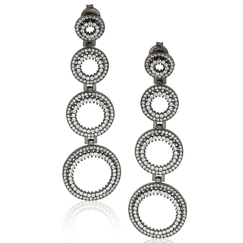 商品Suzy Levian|Suzy Levian Sterling Silver Cubic Zirconia Graduating Circle Earrings,价格¥782,第1张图片