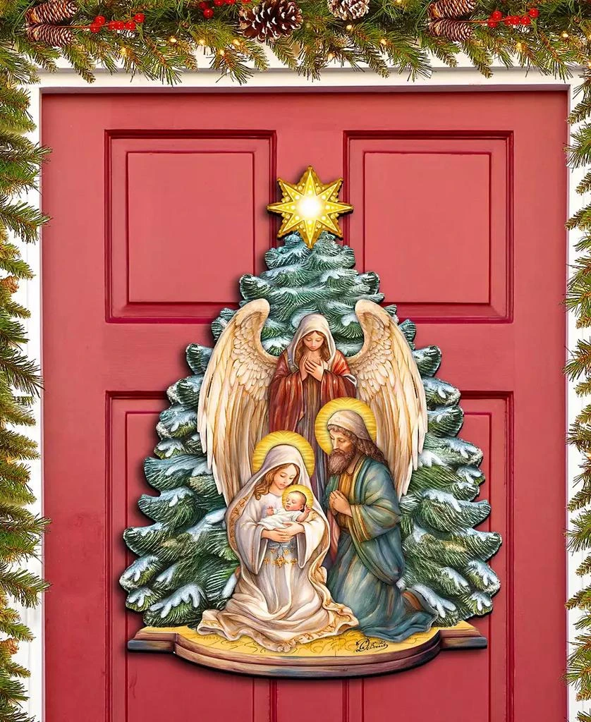 商品Designocracy|Holy Family Nativity Christmas Wooden Door Decor Wall Decor G. DeBrekht,价格¥1099,第2张图片详细描述