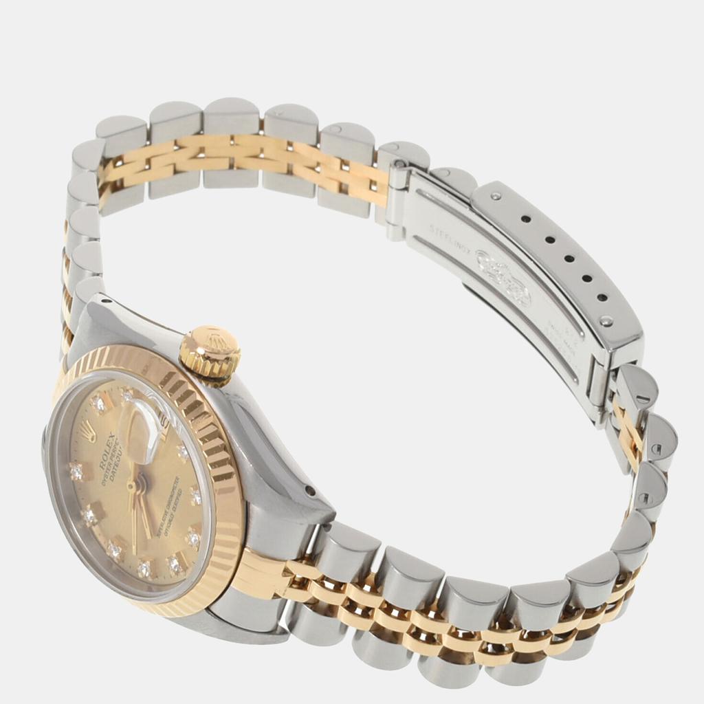 Rolex Champagne Diamonds 18k Yellow Gold And Stainless Steel Datejust 69173G Automatic Women's Wristwatch 26 mm商品第3张图片规格展示