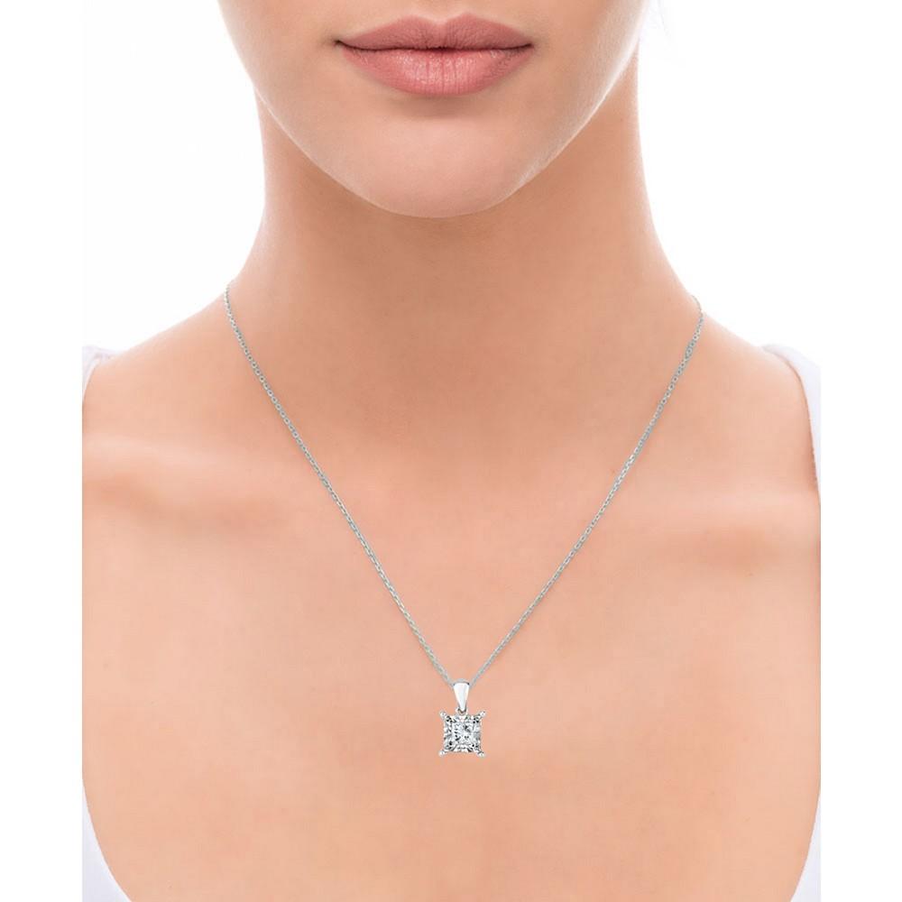 Diamond Princess Solitaire Plus 18" Pendant Necklace (3/4 ct. t.w.) in 14k White Gold商品第3张图片规格展示