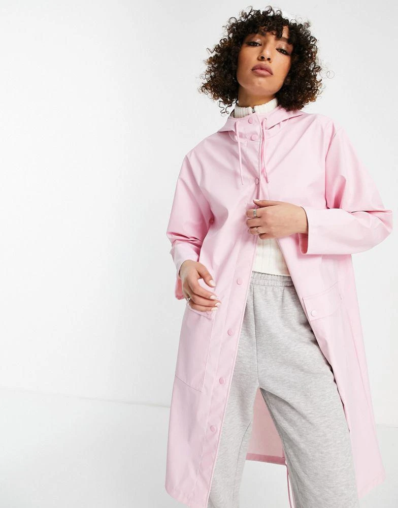 商品Topshop|Topshop mid length rain mac with hood in pink,价格¥289,第4张图片详细描述