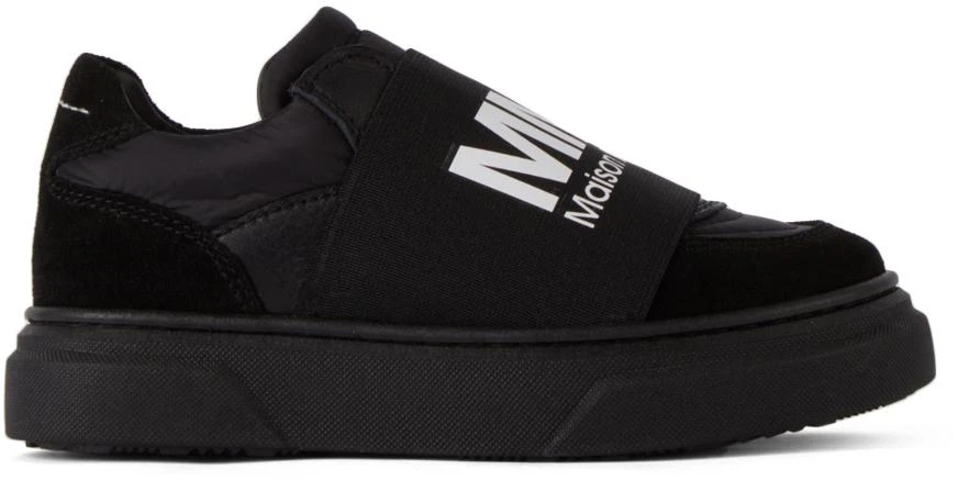 商品MAISON MARGIELA|Kids Black Logo Slip-On Sneakers,价格¥648,第1张图片