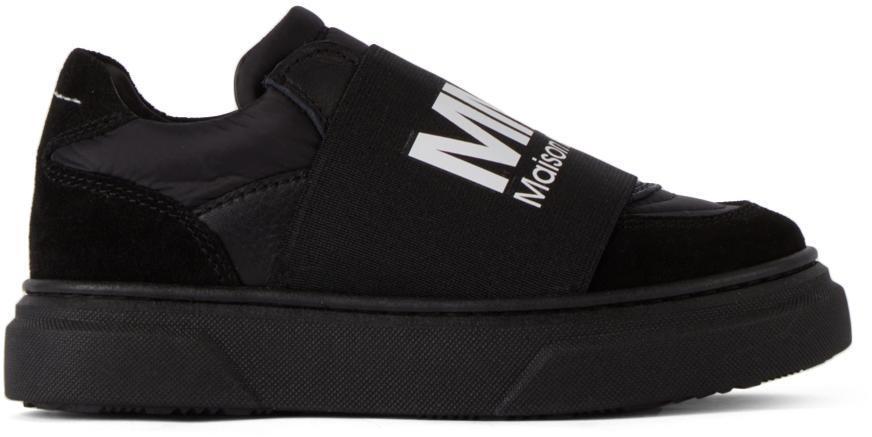 商品MAISON MARGIELA|Kids Black Logo Slip-On Sneakers,价格¥2060,第1张图片