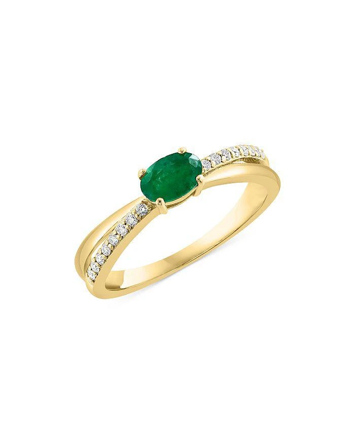 商品Bloomingdale's|Emerald & Diamond Crossover Ring in 14K Yellow Gold,价格¥6772,第1张图片详细描述