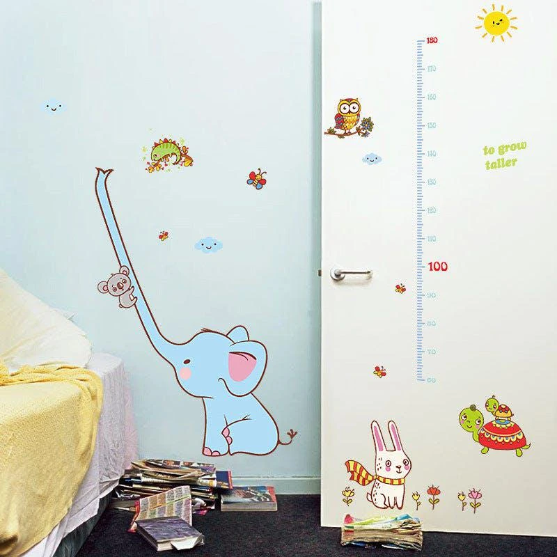 商品Vigor|Decal Mile Height Chart-Wall Decals-Kids Measure Growth Wall Stickers Baby Nursery Classroom-Children's Bedroom Wall Décor ELEPHANT THEME,价格¥129,第1张图片