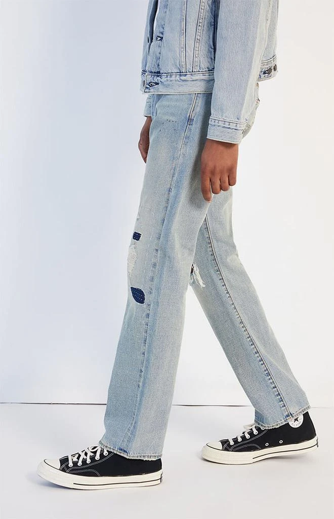 商品Levi's|Light Blue Ripped 501 Original Fit Selvedge Jeans,价格¥812,第3张图片详细描述