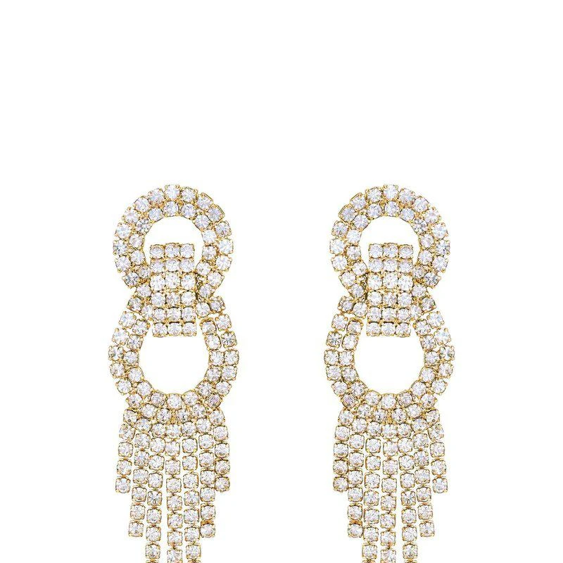 商品Ettika Jewelry|Crystal Gatsby 18k Gold Plated Statement Earrings,价格¥378,第1张图片