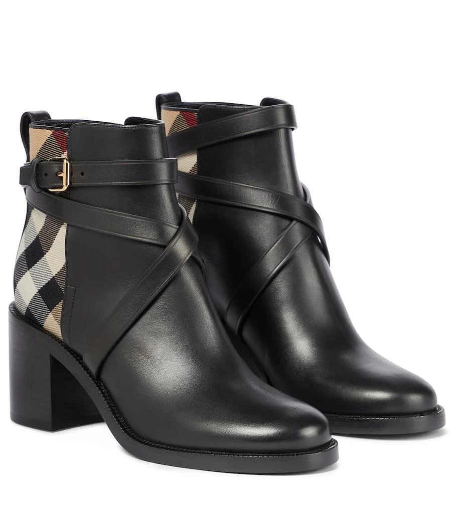 商品Burberry|Archive Check leather ankle boots,价格¥6170,第1张图片