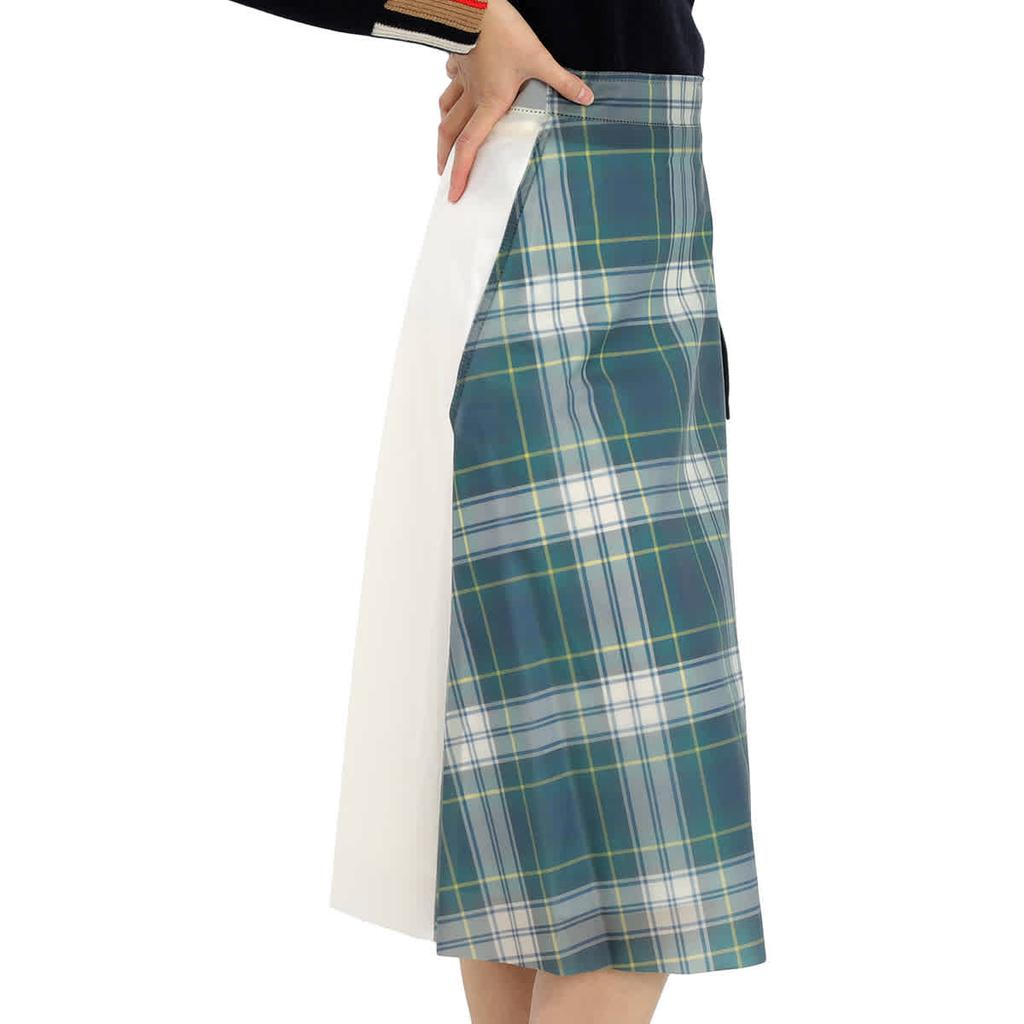 Tartan-panel High-rise Pvc Skirt商品第3张图片规格展示