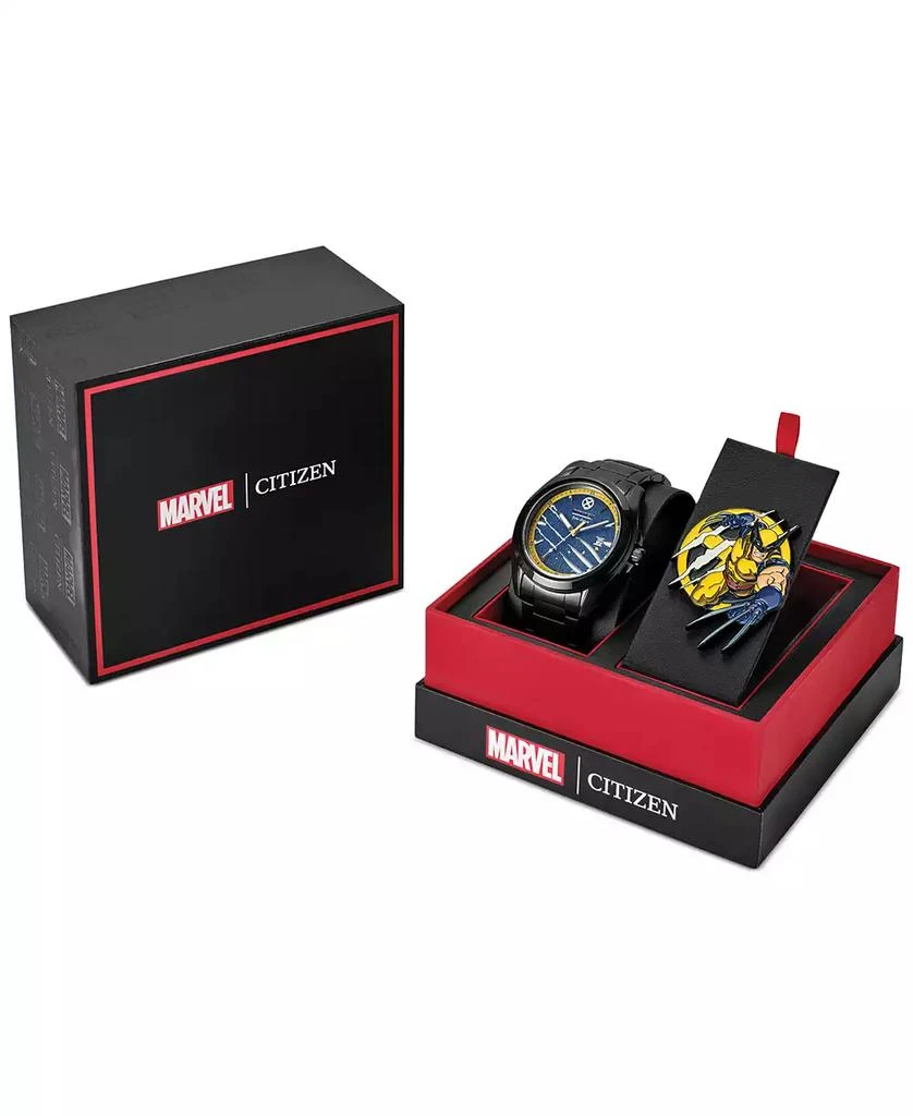 Eco-Drive Men's Marvel Wolverine Black-Tone Stainless Steel Bracelet Watch 43mm Gift Set 商品