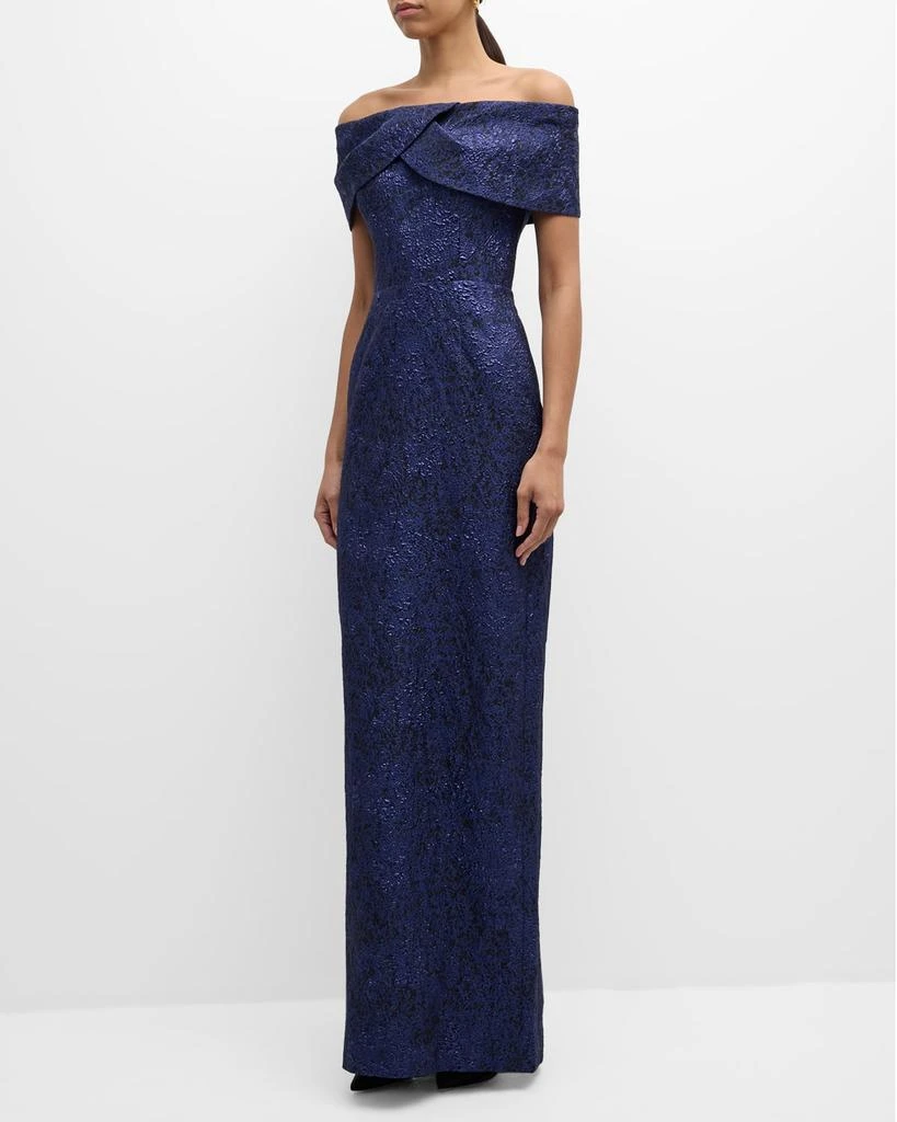 商品Teri Jon|Off-Shoulder Jacquard Column Gown,价格¥4889,第3张图片详细描述