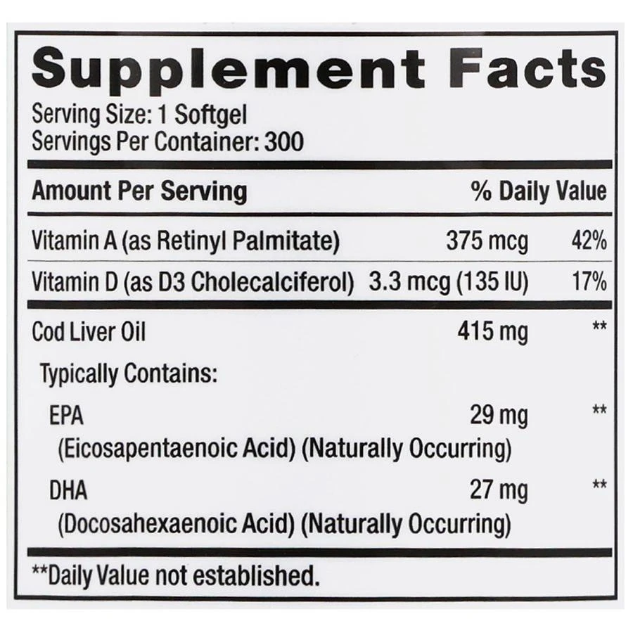 商品Walgreens Free & Pure|Cod Liver Oil 415 mg Softgels,价格¥138,第5张图片详细描述