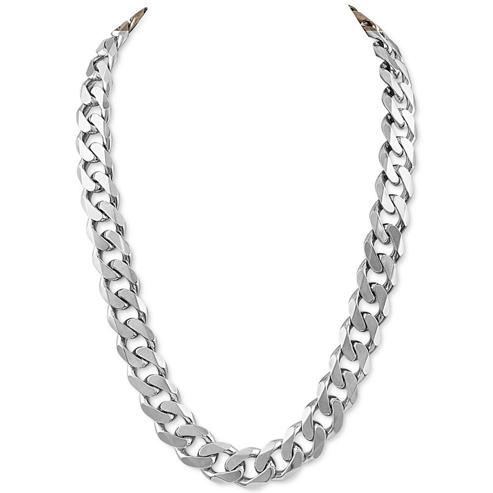 Miami Cuban Curb Link 22" Chain Necklace in Sterling Silver, Created for Macy's商品第1张图片规格展示