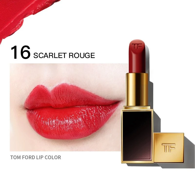 商品Tom Ford|【包邮装】TOM FORD/TF 汤姆福特 黑金黑管唇膏口红 #16 SCARLET ROUG 3g,价格¥339,第1张图片