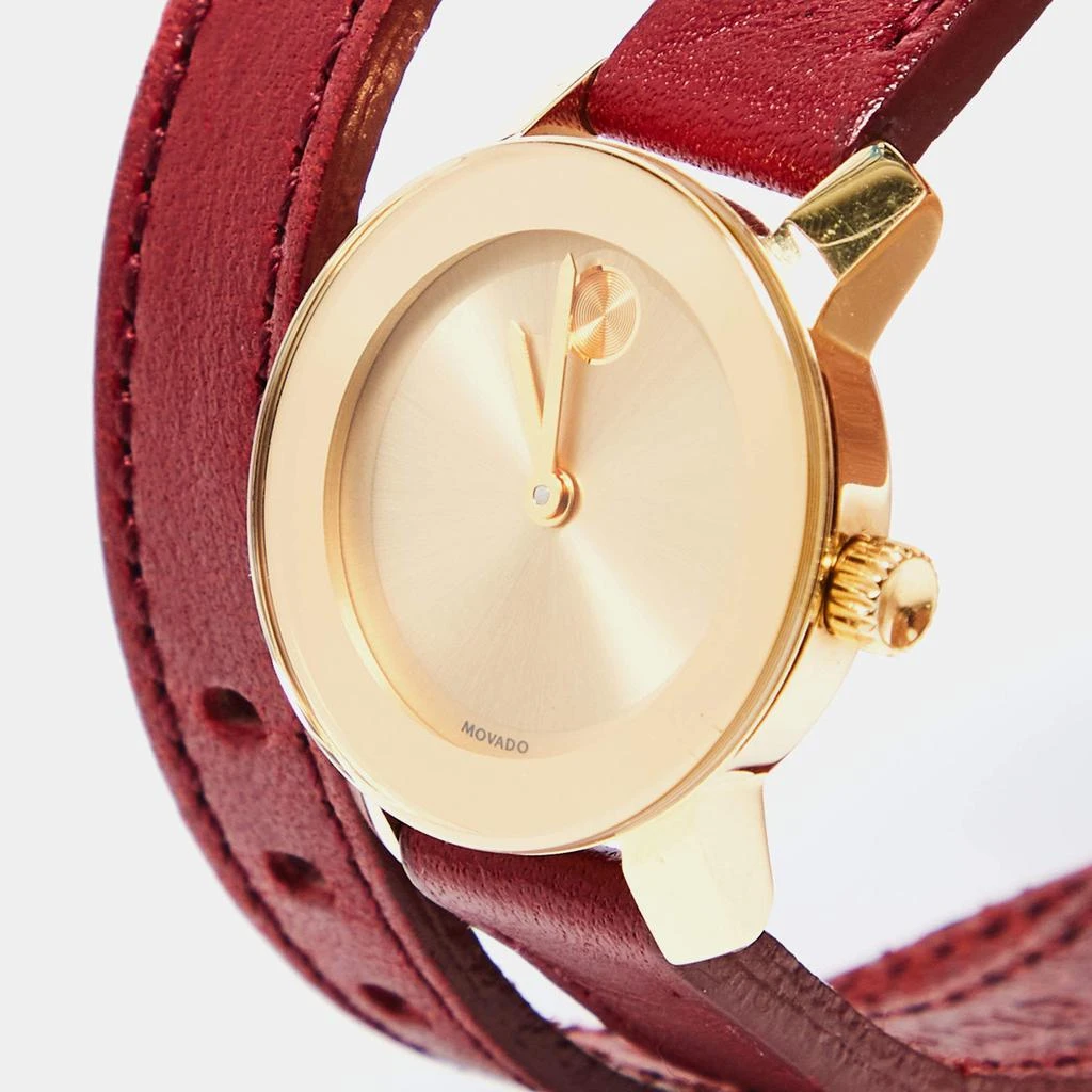 商品[二手商品] Movado|Movado Champagne Gold Plated Stainless Steel Leather Bold 3600344 Women's Wristwatch 25 mm ,价格¥2464,第2张图片详细描述