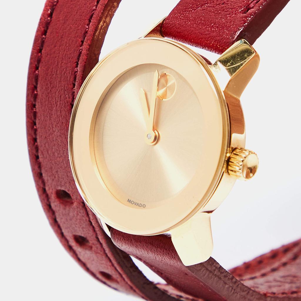 商品[二手商品] Movado|Movado Champagne Gold Plated Stainless Steel Leather Bold 3600344 Women's Wristwatch 25 mm,价格¥3747,第4张图片详细描述