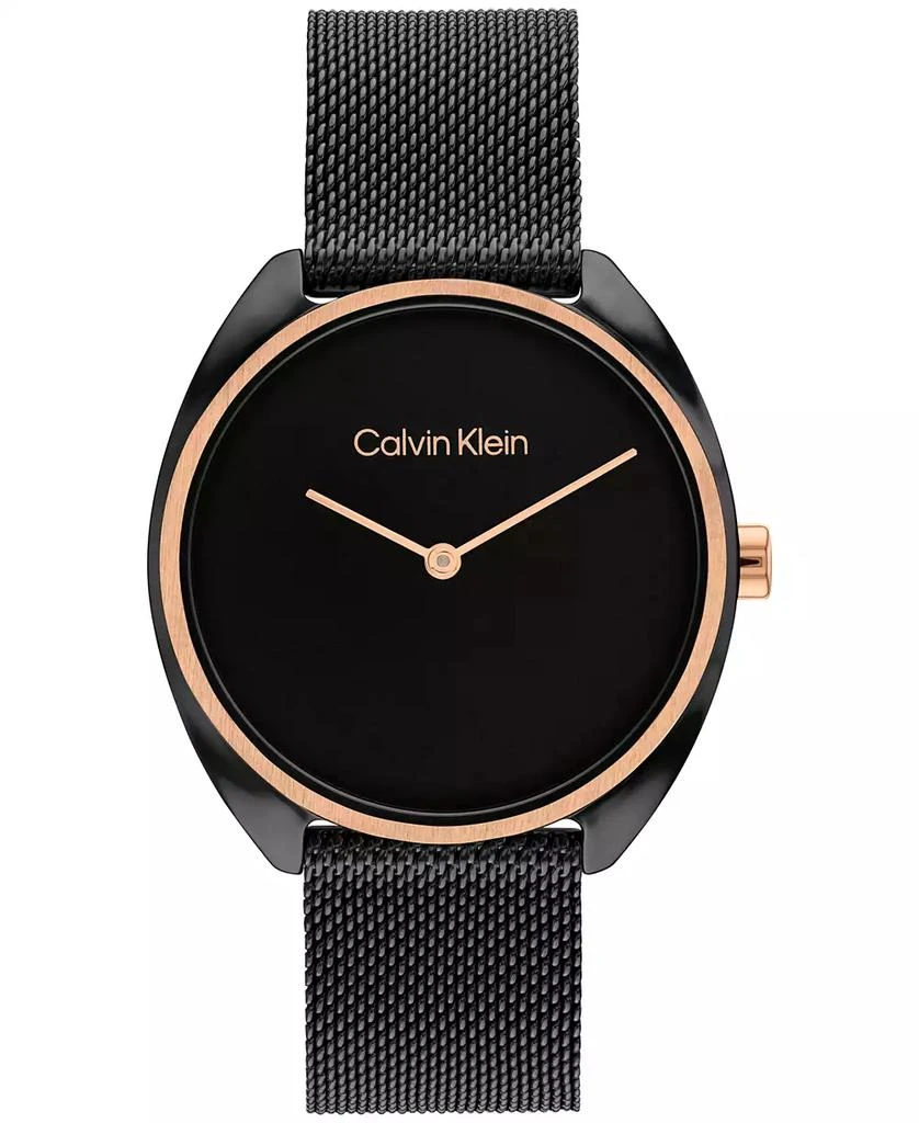 商品Calvin Klein|Women's Quartz Black Stainless Steel Mesh Bracelet Watch 34mm,价格¥839,第1张图片