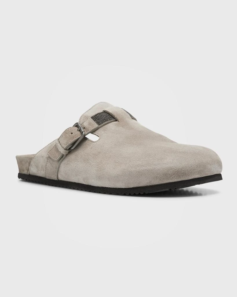 商品Brunello Cucinelli|Monili Suede Buckle Flat Mules,价格¥8972,第3张图片详细描述