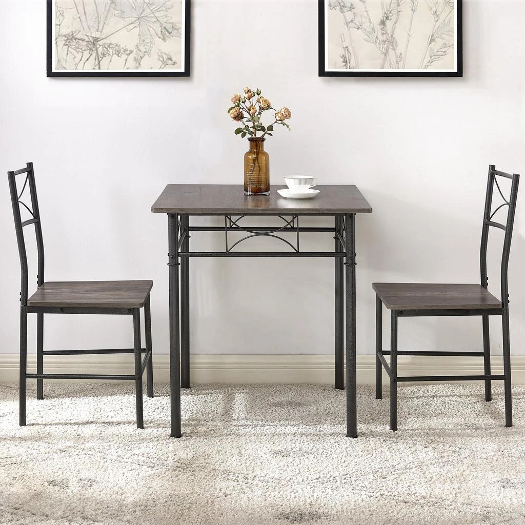 商品Streamdale Furniture|Streamdale 3-Piece Kitchen Dining Room Table Set Grey Chair,价格¥1314,第5张图片详细描述