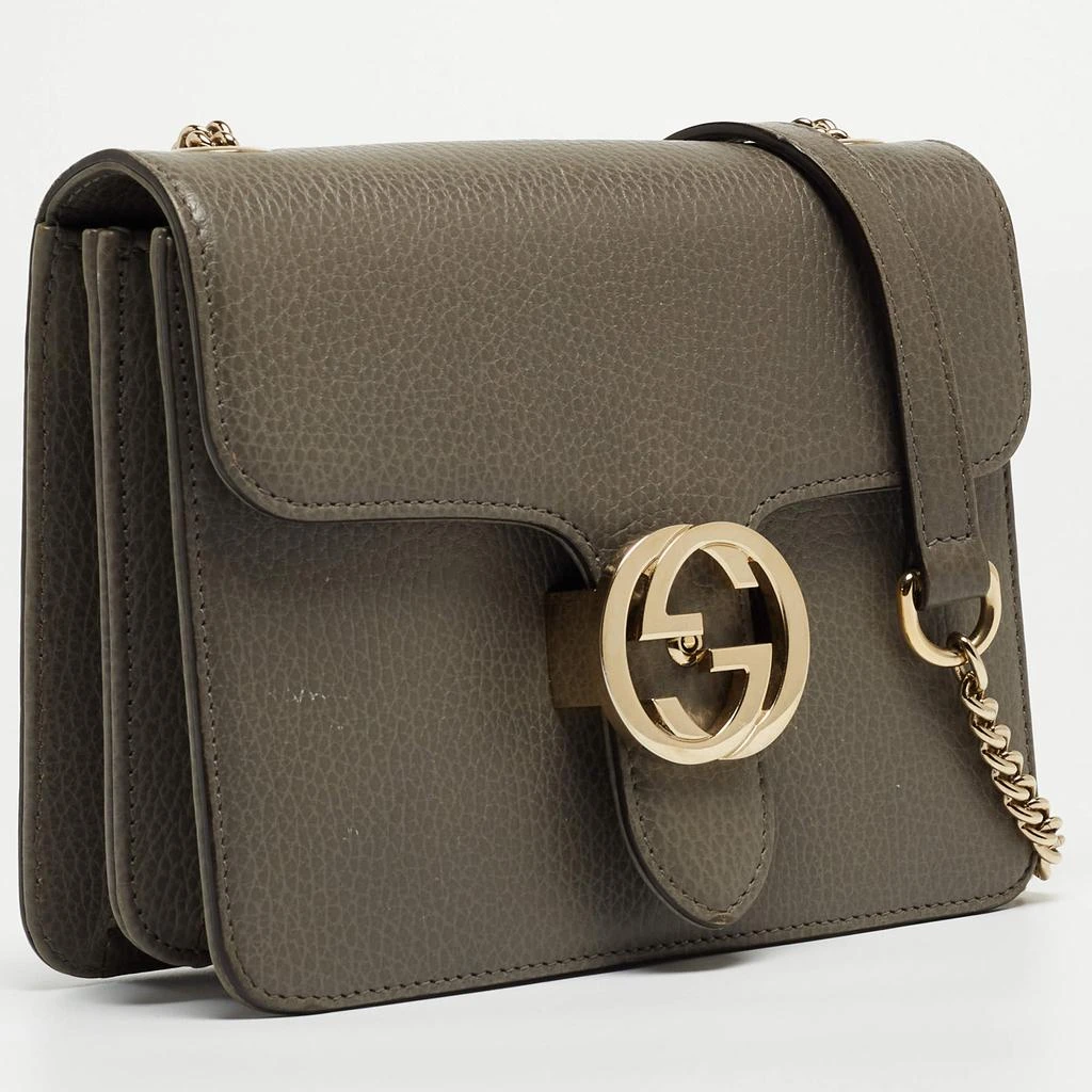 商品[二手商品] Gucci|Gucci Grey Leather Dollar Interlocking G Crossbody Bag,价格¥8258,第3张图片详细描述