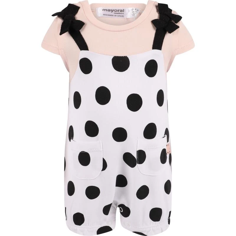 商品Mayoral|Polka dot set of jumpsuit and baby cap in in pink white and black,价格¥418,第2张图片详细描述