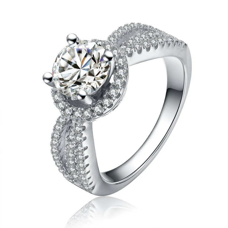 商品Megan Walford|Megan Walford Sterling Silver Clear Cubic Zirconia Engagement Ring,价格¥378,第1张图片