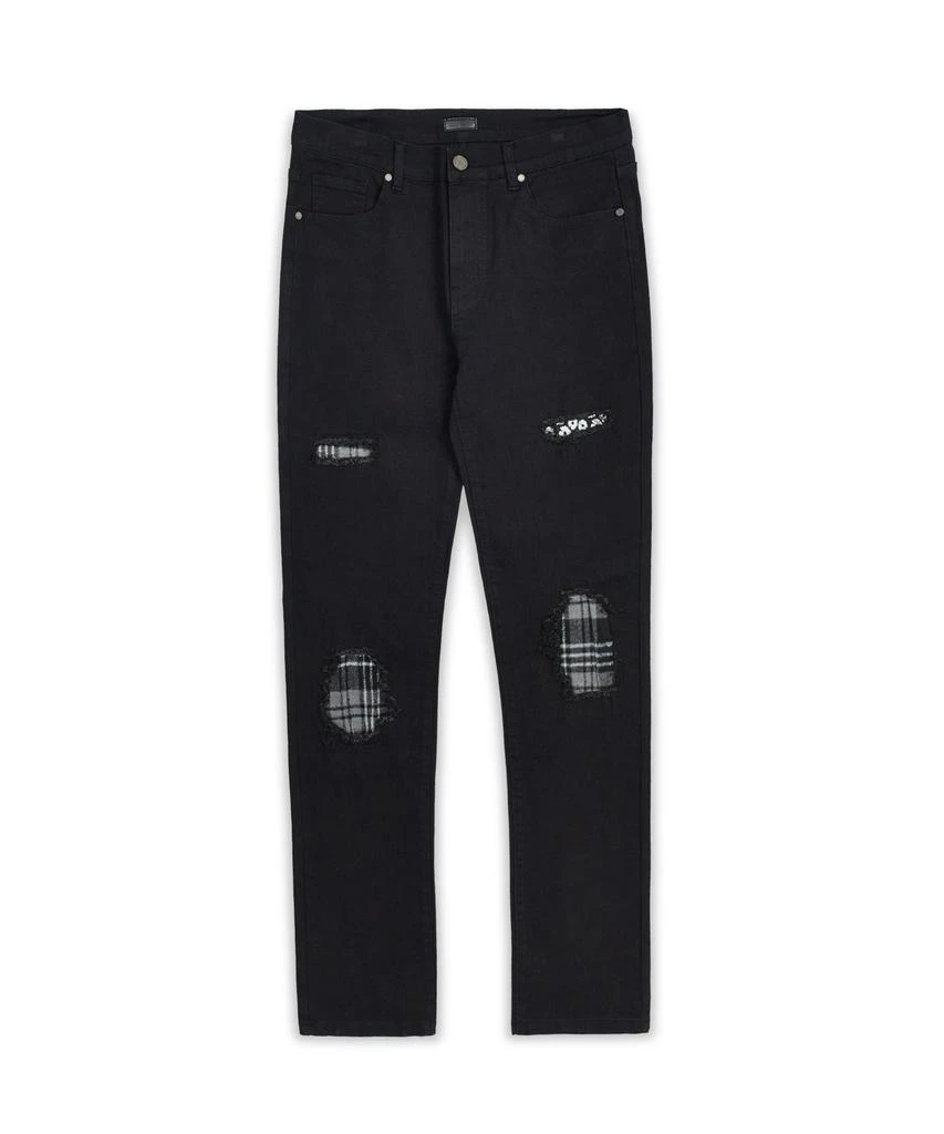 商品Reason Clothing|Samuel Patched Slim Black Denim Jeans,价格¥75,第4张图片详细描述