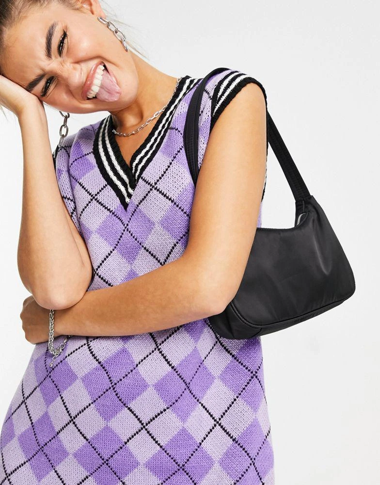 商品The Ragged Priest|The Ragged Priest purple argyle sweater vest dress,价格¥211,第4张图片详细描述