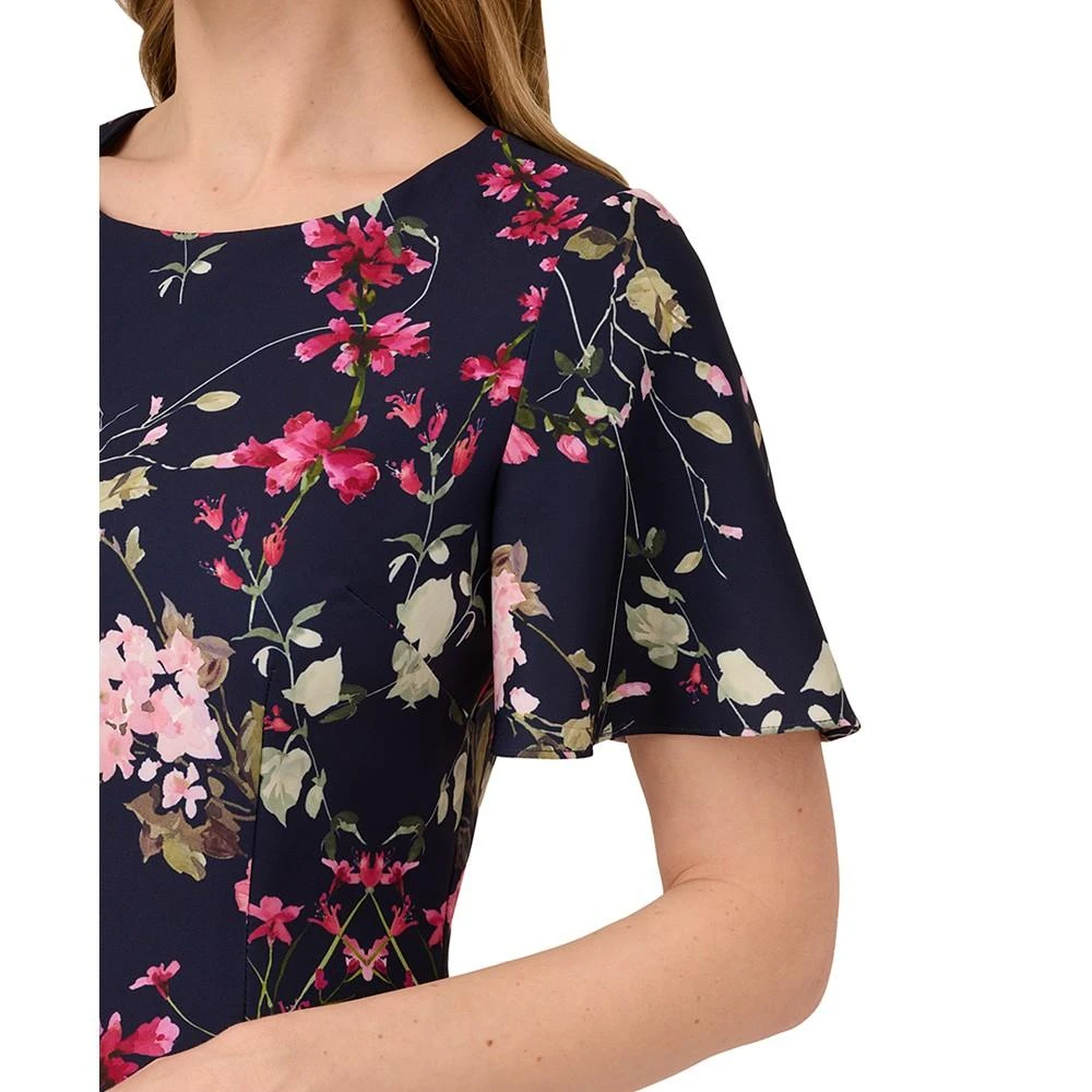 商品Adrianna Papell|Women's Floral-Print Elbow-Sleeve Crepe Dress,价格¥1115,第3张图片详细描述