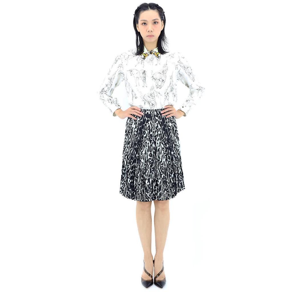 Monochrome Leopard Print Fluid Pleated Skirt商品第1张图片规格展示