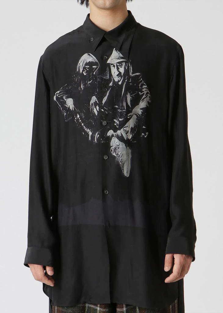 商品YOHJI YAMAMOTO|YOHJI YAMAMOTO Black Silk Print Shirt,价格¥7376,第2张图片详细描述