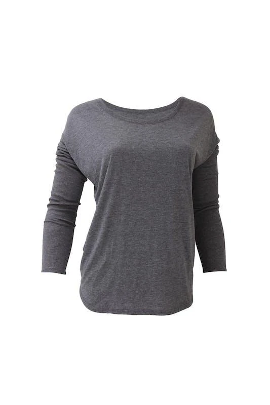 商品BELLA + CANVAS|Bella Ladies/Womens Long Sleeve Flowy 2x1 T-Shirt (Dark Heather),价格¥155,第1张图片